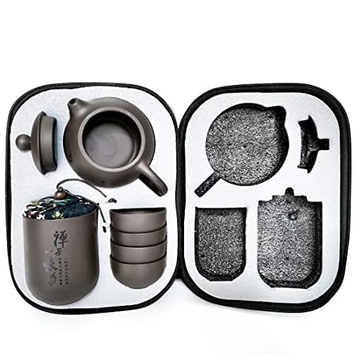 muyule Handmade Ceramic Portable Tea Set with Travel Bag, 255ml (8.6 fl oz) | Traditional Chinese Kung Fu Tea Ceremony thumbnail 1