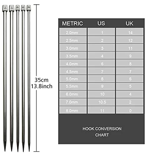 KOKNIT Knitting Needle Set 13.5'' | 22PCS Stainless Steel, Lightweight, Full Size, Travel Ready thumbnail 2