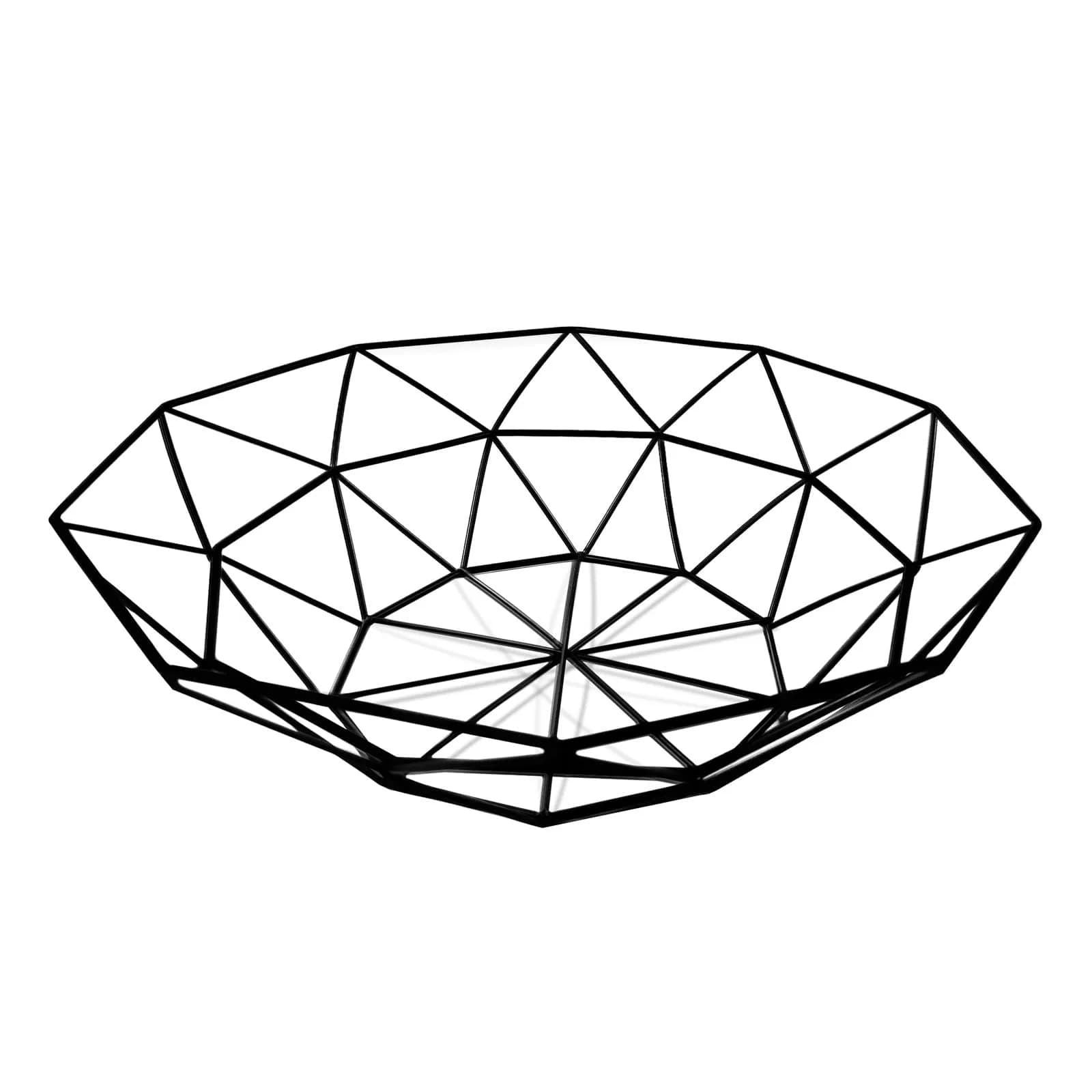 IBWell Geometric Metal Wire Fruit Bowl Black | Modern Iron Arts Storage Basket for Kitchen Counter (27cm / 10.6 inches) - main product image