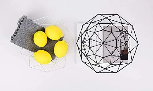 IBWell Geometric Metal Wire Fruit Bowl Black | Modern Iron Arts Storage Basket for Kitchen Counter (27cm / 10.6 inches) thumbnail 4