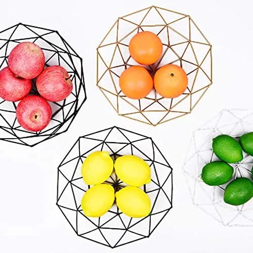 IBWell Geometric Metal Wire Fruit Bowl Black | Modern Iron Arts Storage Basket for Kitchen Counter (27cm / 10.6 inches) thumbnail 6
