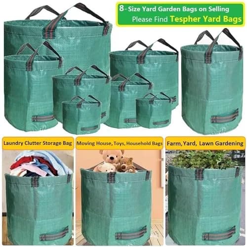 Tespher Lawn Garden Waste Bags 137 Gallon | Heavy Duty Reusable Yard Debris Containers (D34,H34 in) with Gardening Gloves thumbnail 3