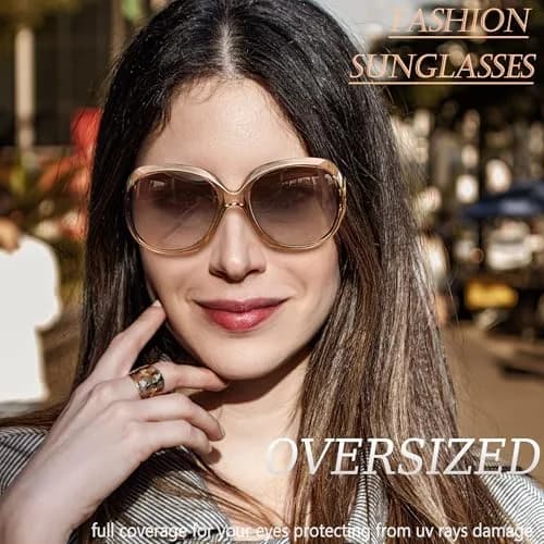 Joopin Oversized B04-Brown Gradient Butterfly Sunglasses for Women | Polarized UV400 Protection thumbnail 2
