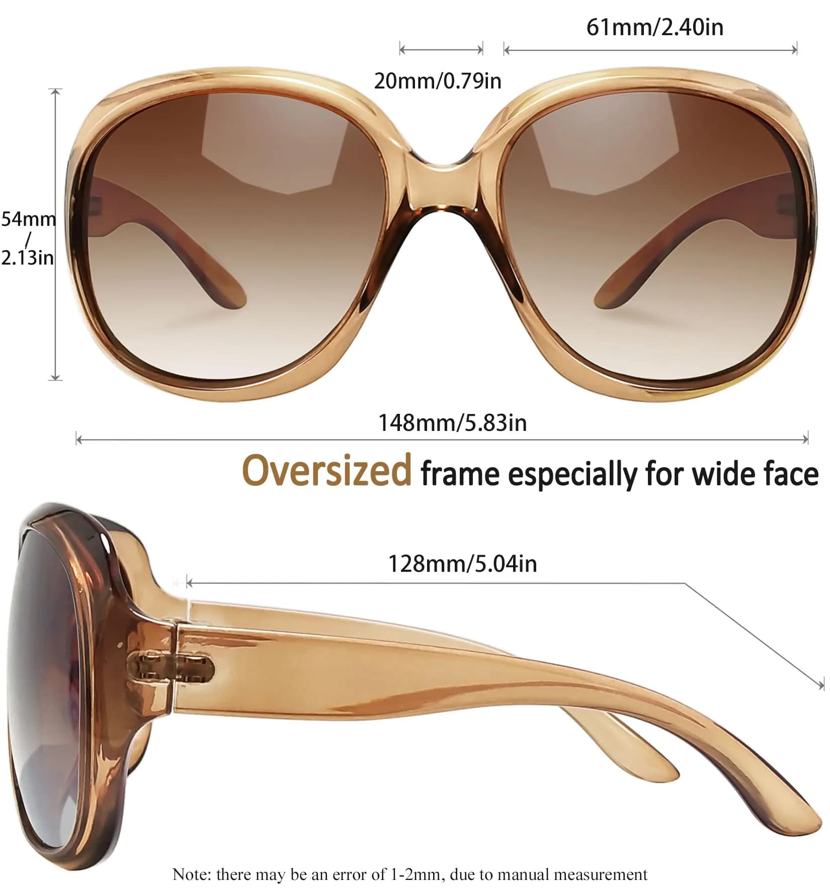 Joopin Oversized B04-Brown Gradient Butterfly Sunglasses for Women | Polarized UV400 Protection - view 3