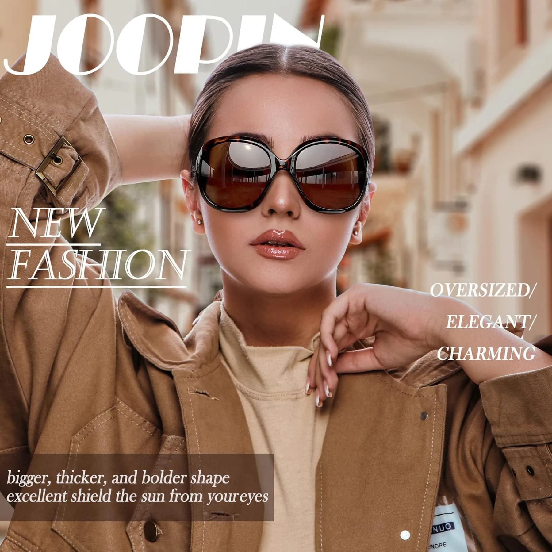 Joopin Oversized Butterfly Sunglasses - Tortoise/Brown Frame with Brown Polarized Lenses - view 2
