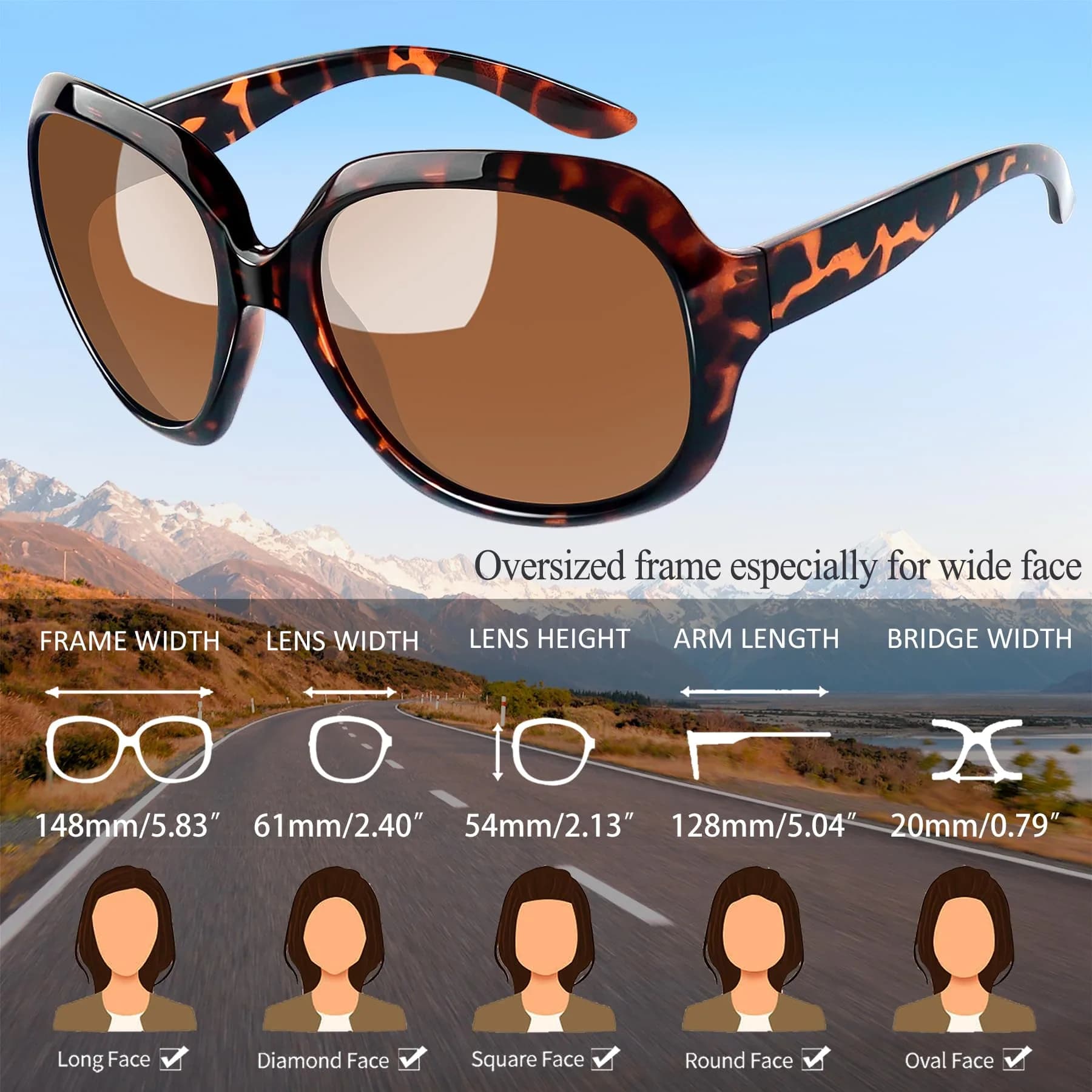 Joopin Oversized Butterfly Sunglasses - Tortoise/Brown Frame with Brown Polarized Lenses - view 3