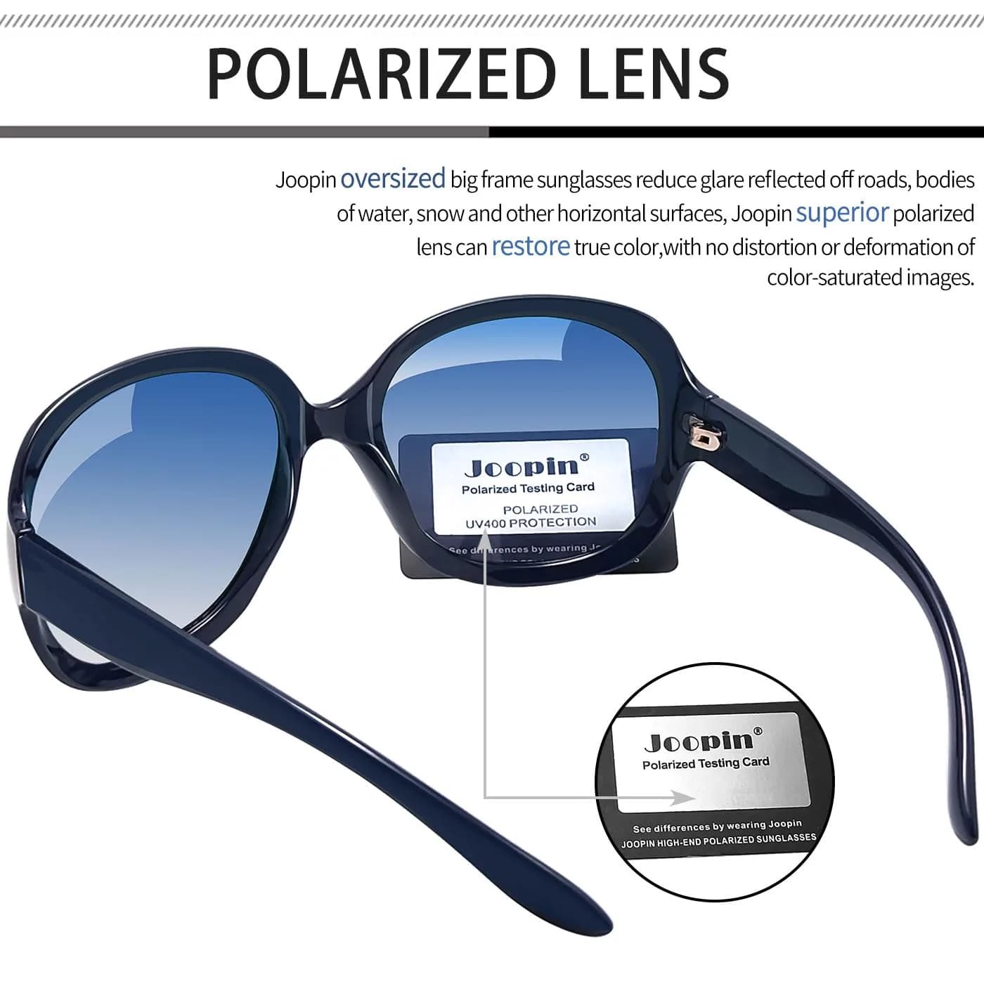 Joopin B10-Navy Blue/Blue Gradient Oversized Butterfly Sunglasses for Women | Polarized UV400 - view 4