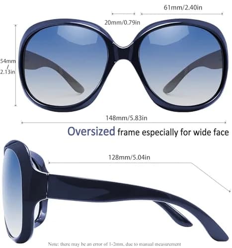 Joopin B10-Navy Blue/Blue Gradient Oversized Butterfly Sunglasses for Women | Polarized UV400 thumbnail 3