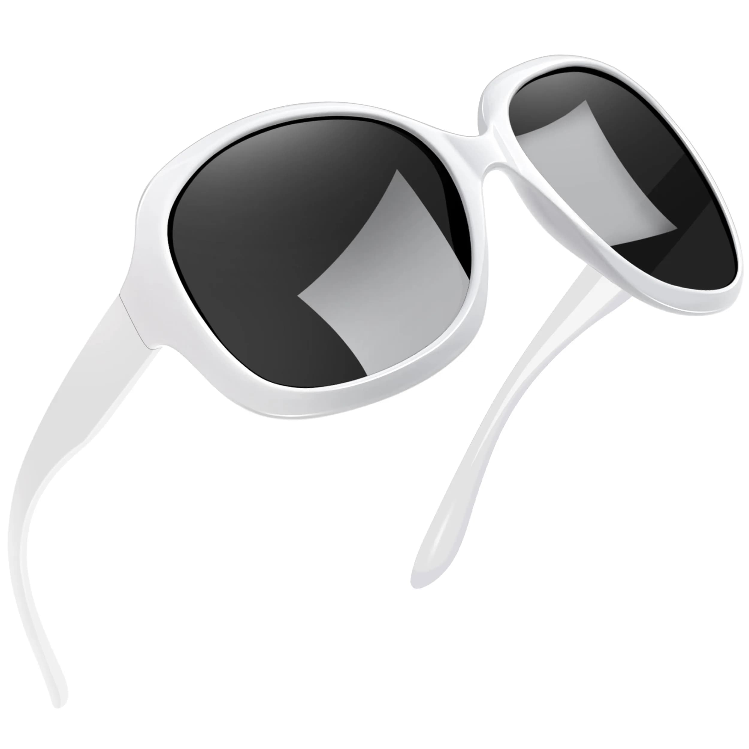 Joopin B05 Gloss White/Black Oversized Butterfly Sunglasses for Women | Polarized UV400 Protection - main product image