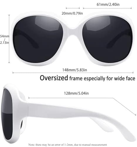 Joopin B05 Gloss White/Black Oversized Butterfly Sunglasses for Women | Polarized UV400 Protection thumbnail 4