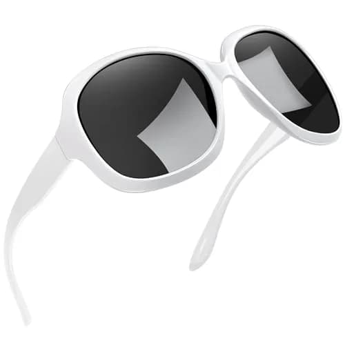 Joopin B05 Gloss White/Black Oversized Butterfly Sunglasses for Women | Polarized UV400 Protection thumbnail 1