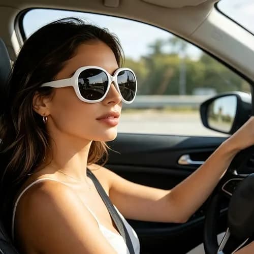Joopin B05 Gloss White/Black Oversized Butterfly Sunglasses for Women | Polarized UV400 Protection thumbnail 2