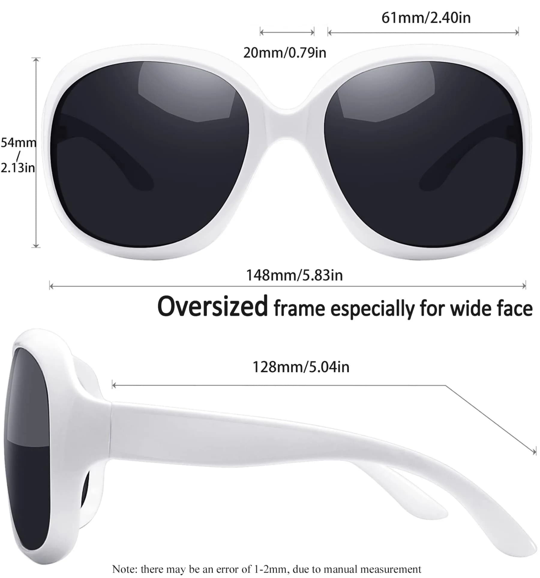 Joopin B05 Gloss White/Black Oversized Butterfly Sunglasses for Women | Polarized UV400 Protection - view 4
