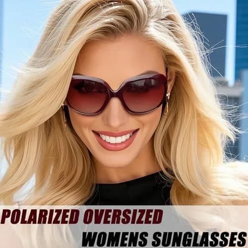 Joopin Oversized Butterfly Sunglasses for Women - B09-Wine Red/Red Gradient Polarized UV400 thumbnail 2