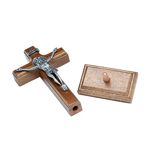 Intercession St. Benedict Crucifix with Antique Silver 5 inch (12.7 cm) Wood Cross | Faith Statement thumbnail 4