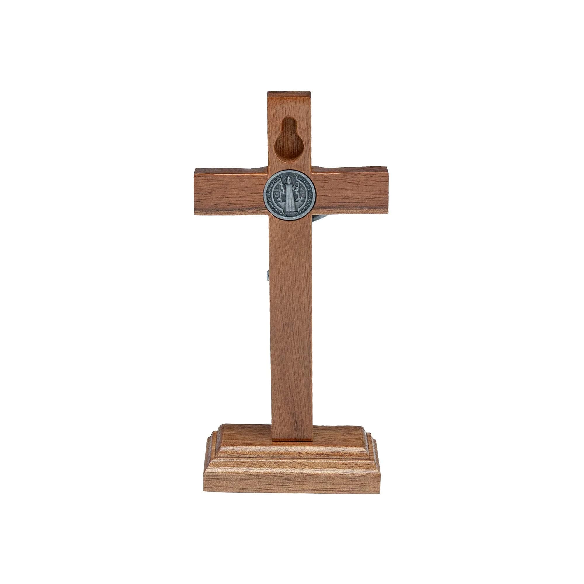 Intercession St. Benedict Crucifix with Antique Silver 5 inch (12.7 cm) Wood Cross | Faith Statement - view 3