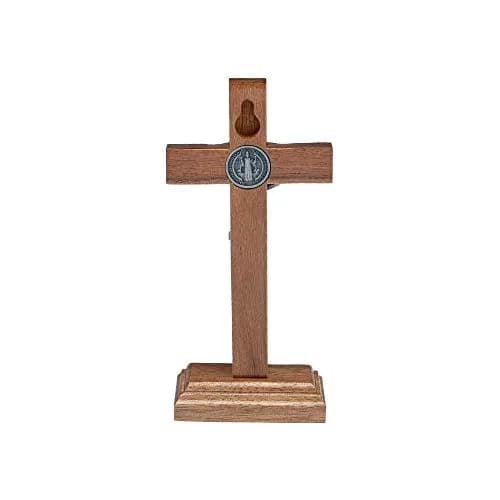 Intercession St. Benedict Crucifix with Antique Silver 5 inch (12.7 cm) Wood Cross | Faith Statement thumbnail 3