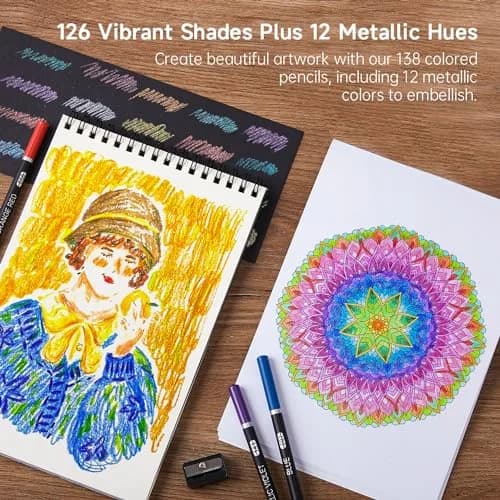 Shuttle Art 138 Colored Pencils Set with Sketch Pad & Book | Vibrant, Break-Resistant, Perfect for Artists & Kids thumbnail 5