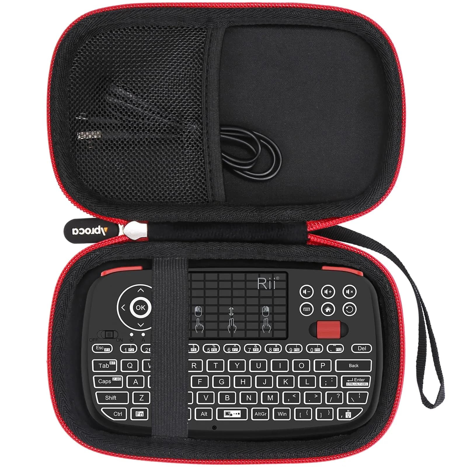 Aproca Case for Rii i4 Mini Bluetooth Keyboard | Durable EVA & 1680D Material, Black — Black