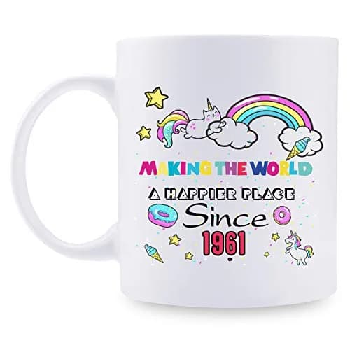 MintBear 60th Birthday Mug - Making The World A Happier Place Since 1961 Coffee Mug - 11 oz (325 ml) | Unique Birthday Gift for Women thumbnail 1