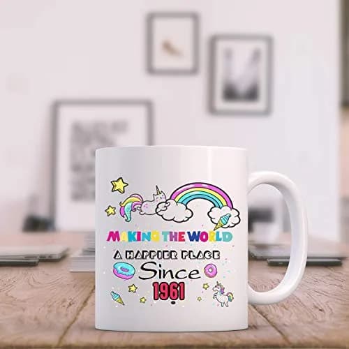 MintBear 60th Birthday Mug - Making The World A Happier Place Since 1961 Coffee Mug - 11 oz (325 ml) | Unique Birthday Gift for Women thumbnail 4