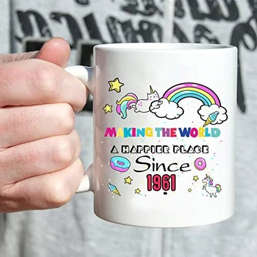 MintBear 60th Birthday Mug - Making The World A Happier Place Since 1961 Coffee Mug - 11 oz (325 ml) | Unique Birthday Gift for Women thumbnail 5