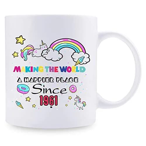 MintBear 60th Birthday Mug - Making The World A Happier Place Since 1961 Coffee Mug - 11 oz (325 ml) | Unique Birthday Gift for Women thumbnail 2