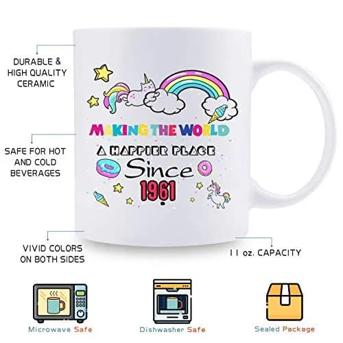 MintBear 60th Birthday Mug - Making The World A Happier Place Since 1961 Coffee Mug - 11 oz (325 ml) | Unique Birthday Gift for Women thumbnail 3