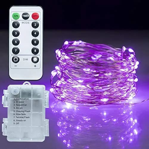 Twinkle Star 33ft 100 LED Purple Battery Operated String Lights | Modern Halloween Decor thumbnail 1