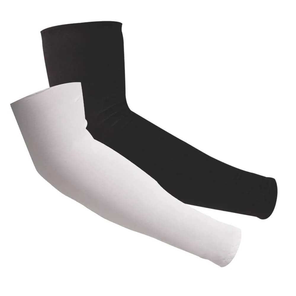 FOOTINSOLE.COM Cooling Arm Sleeves for Men & Women | 39cm (15.4in) Length, UPF 50+ UV Protection | Black + Gray (2 Pairs) - main product image