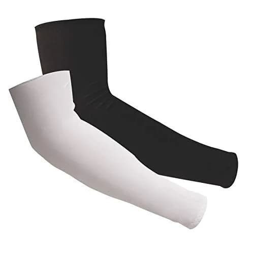 FOOTINSOLE.COM Cooling Arm Sleeves for Men & Women | 39cm (15.4in) Length, UPF 50+ UV Protection | Black + Gray (2 Pairs) thumbnail 1