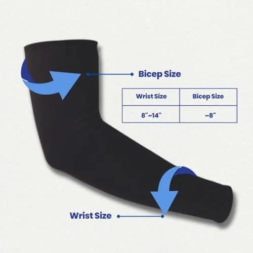 FOOTINSOLE.COM Cooling Arm Sleeves for Men & Women | 39cm (15.4in) Length, UPF 50+ UV Protection | Black + Gray (2 Pairs) thumbnail 8