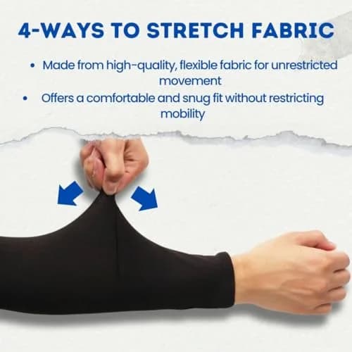 FOOTINSOLE.COM Cooling Arm Sleeves for Men & Women | 39cm (15.4in) Length, UPF 50+ UV Protection | Black + Gray (2 Pairs) thumbnail 2