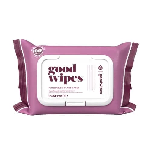 goodwipes Flushable Butt Wipes with Vitamin E & Aloe, 60 Count | Septic & Sewer Safe for Sensitive Skin thumbnail 1