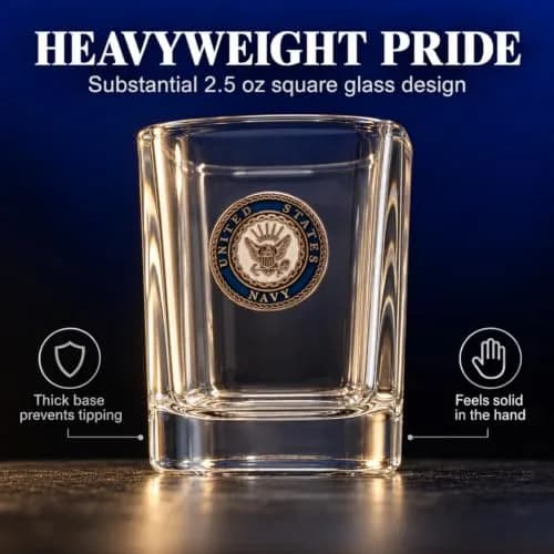 Indiana Metal Craft US Navy Crest Enamel Emblem Shot Glass | 2.5 oz Square, Made in USA thumbnail 7