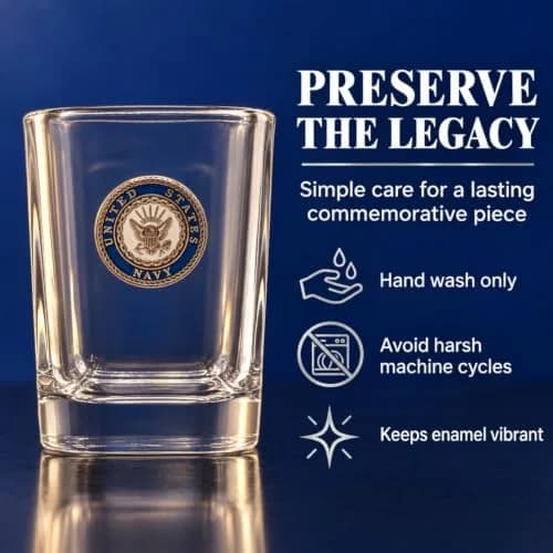 Indiana Metal Craft US Navy Crest Enamel Emblem Shot Glass | 2.5 oz Square, Made in USA thumbnail 8