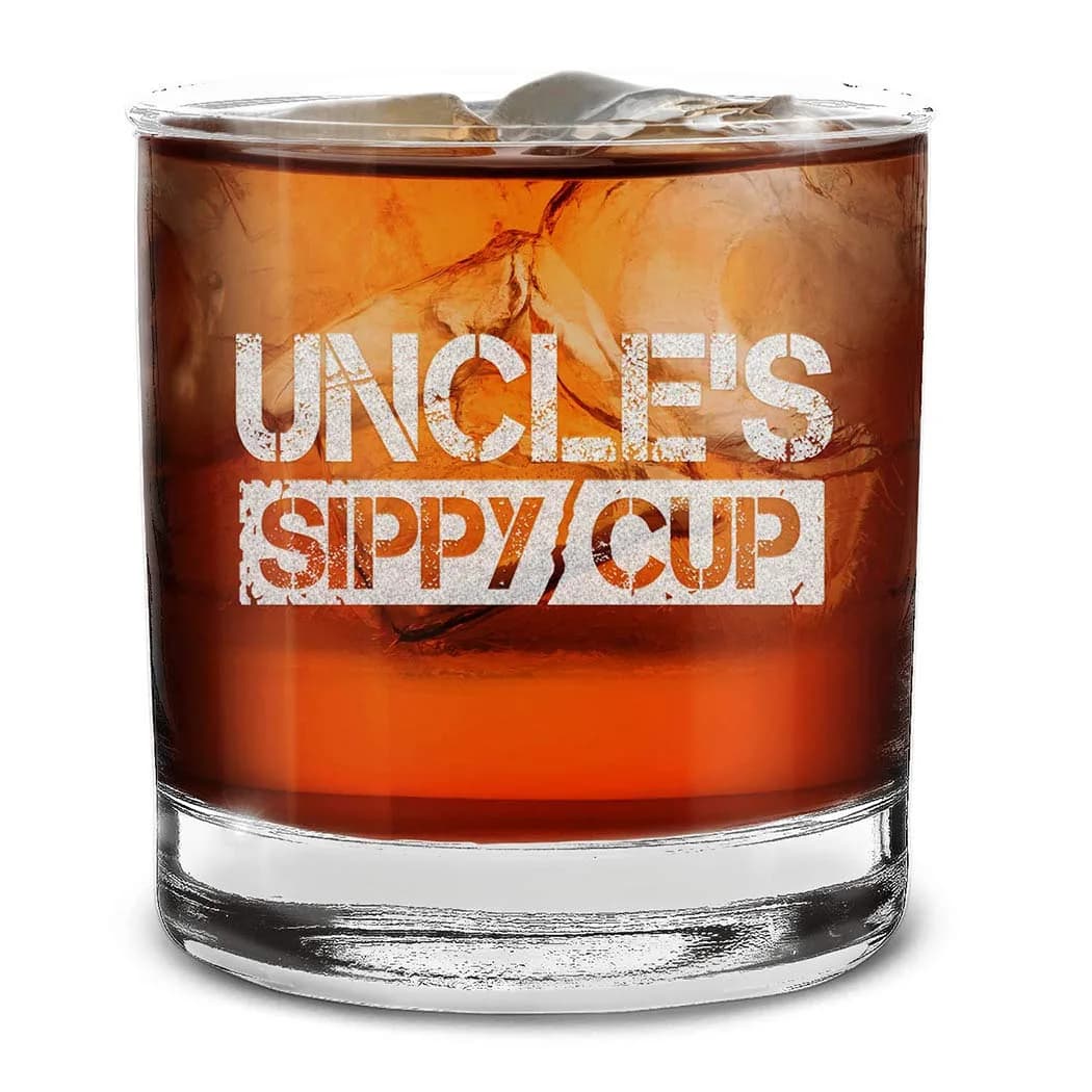 shop4ever Uncle's Sippy Cup Engraved Whiskey Glass, 11 oz | Perfect Uncle Gift — Clear