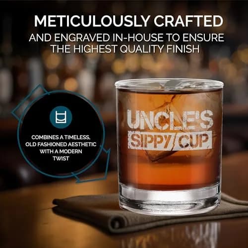 shop4ever Uncle's Sippy Cup Engraved Whiskey Glass, 11 oz | Perfect Uncle Gift thumbnail 4