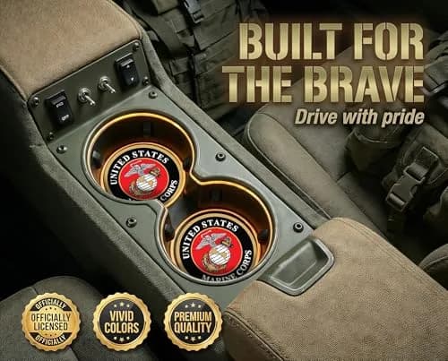 Elektroplate US Marine Corps Insignia Automotive Ceramic Coasters Set of 2 | Officially Licensed, Absorbent, Universal Fit thumbnail 2