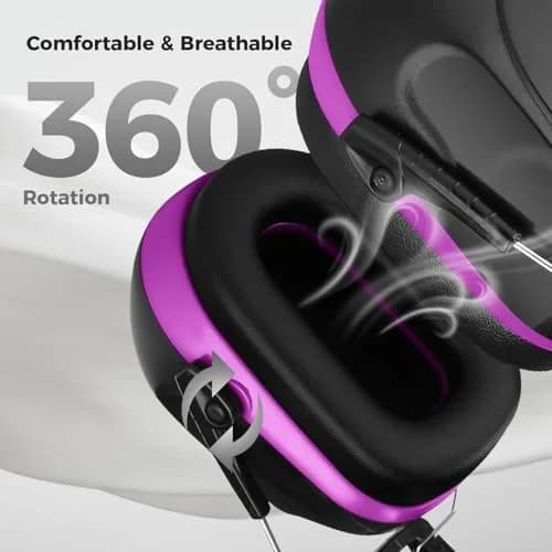 ProCase Hearing Protection Earmuffs NRR 28dB, Noise Cancelling Headphones | Adjustable Purple Earmuffs for Adults & Teens thumbnail 4