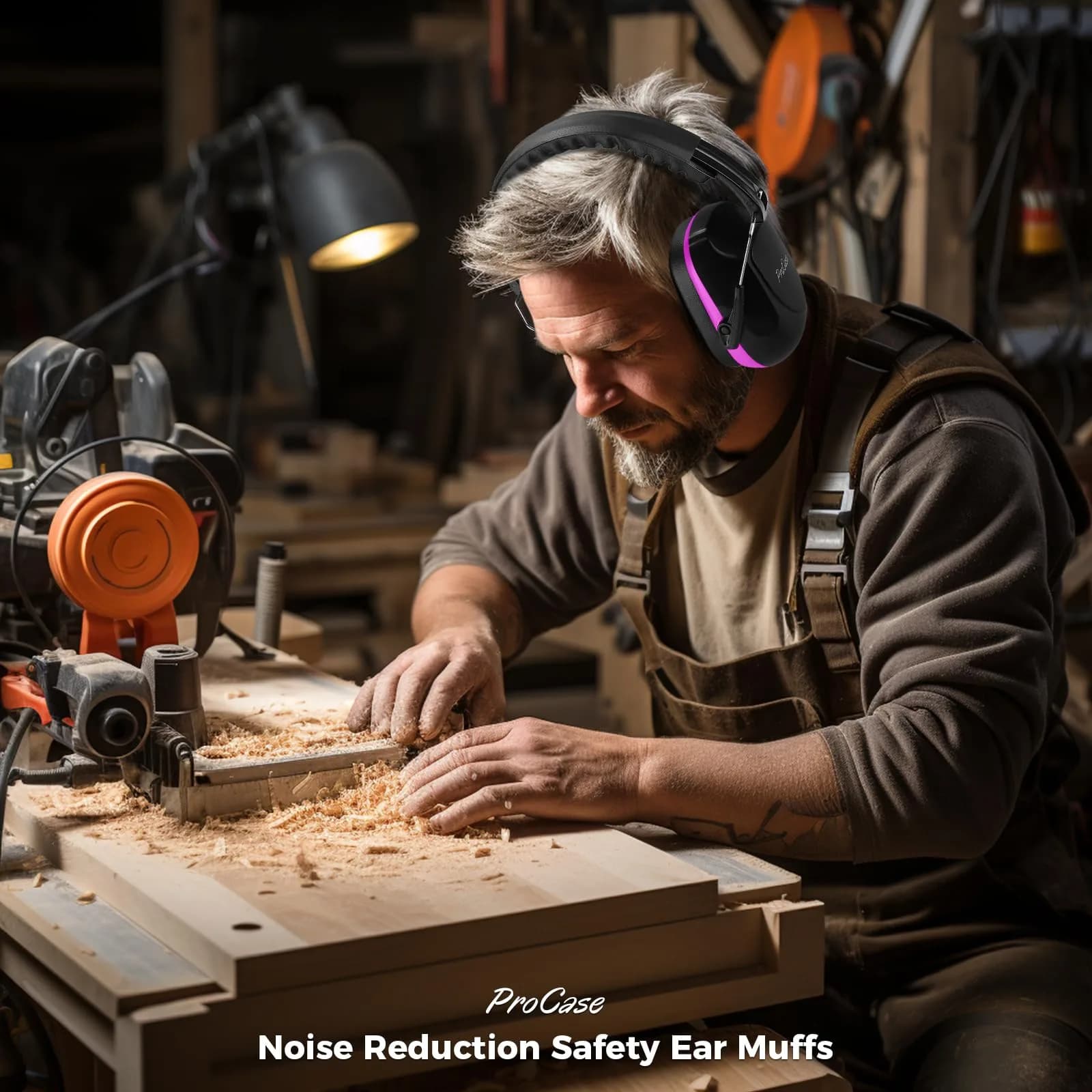 ProCase Hearing Protection Earmuffs NRR 28dB, Noise Cancelling Headphones | Adjustable Purple Earmuffs for Adults & Teens - view 8