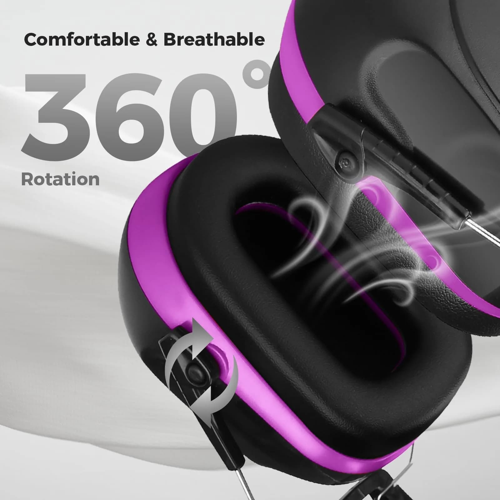 ProCase Hearing Protection Earmuffs NRR 28dB, Noise Cancelling Headphones | Adjustable Purple Earmuffs for Adults & Teens - view 4