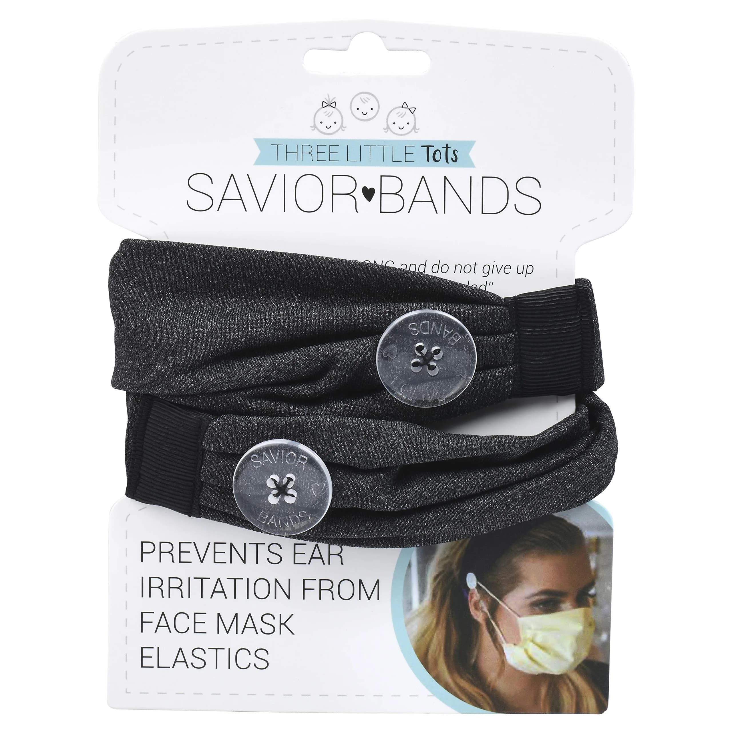Three Little Tots Savior Band Headband with Buttons for Mask | Dark Gray, 1 Count - view 4