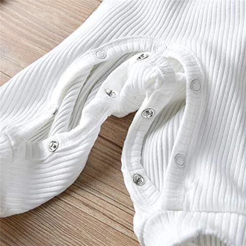 Eghunooy Baby Boy Girl Solid Color One Piece Romper Jumpsuit Outfits Clothes (0-3 Months) White | Breathable Cotton, Comfortable Fit thumbnail 6