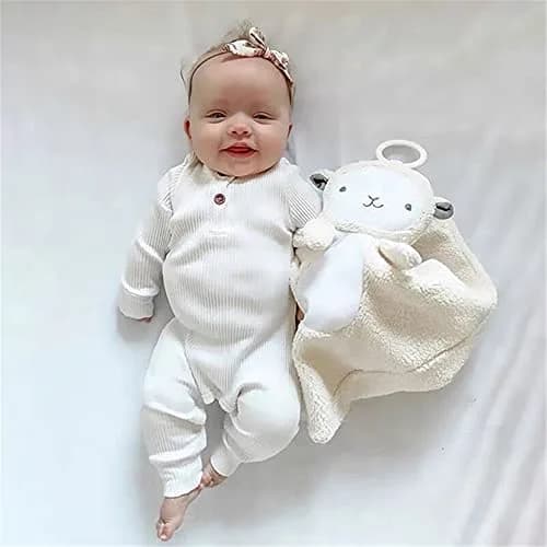 Eghunooy Baby Boy Girl Solid Color One Piece Romper Jumpsuit Outfits Clothes (0-3 Months) White | Breathable Cotton, Comfortable Fit thumbnail 2