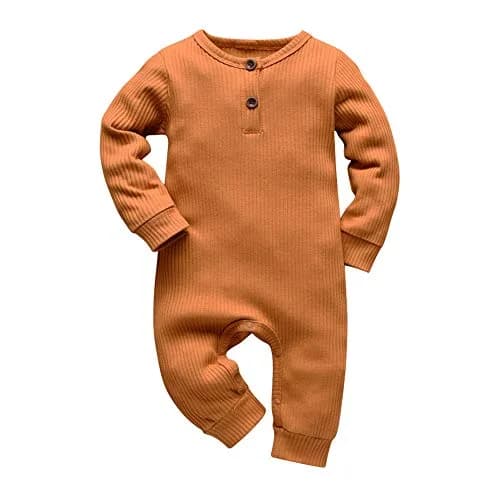 Eghunooy Baby Boy Girl Solid Color One Piece Romper Jumpsuit Outfits Clothes (12-18 Months) Yellow | Breathable Cotton thumbnail 1