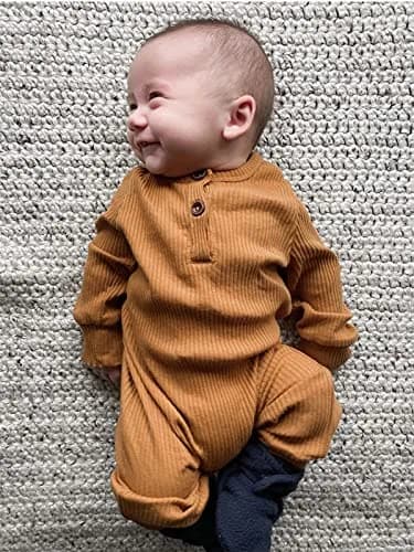 Eghunooy Baby Boy Girl Solid Color One Piece Romper Jumpsuit Outfits Clothes (12-18 Months) Yellow | Breathable Cotton thumbnail 4