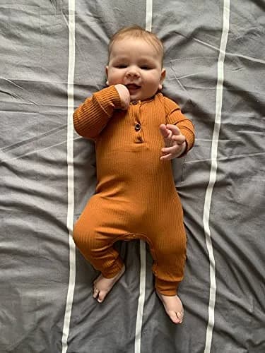 Eghunooy Baby Boy Girl Solid Color One Piece Romper Jumpsuit Outfits Clothes (12-18 Months) Yellow | Breathable Cotton thumbnail 2