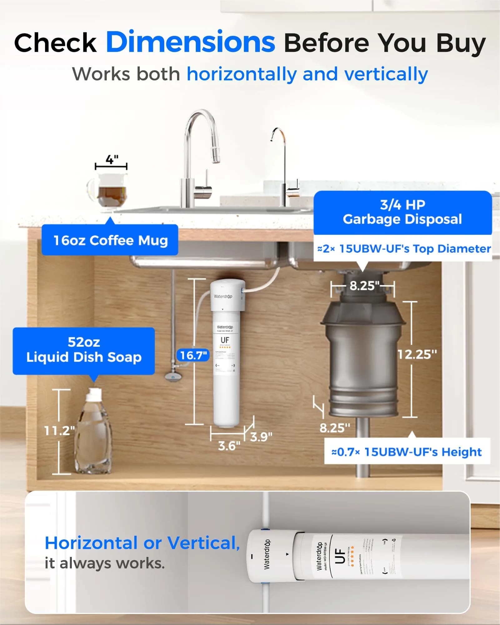 Waterdrop 15UBW-UF Ultra Filtration Under Sink Water Filter System 19000 Gallons | Reduces Lead, Chlorine, Bad Taste & Odor - view 5
