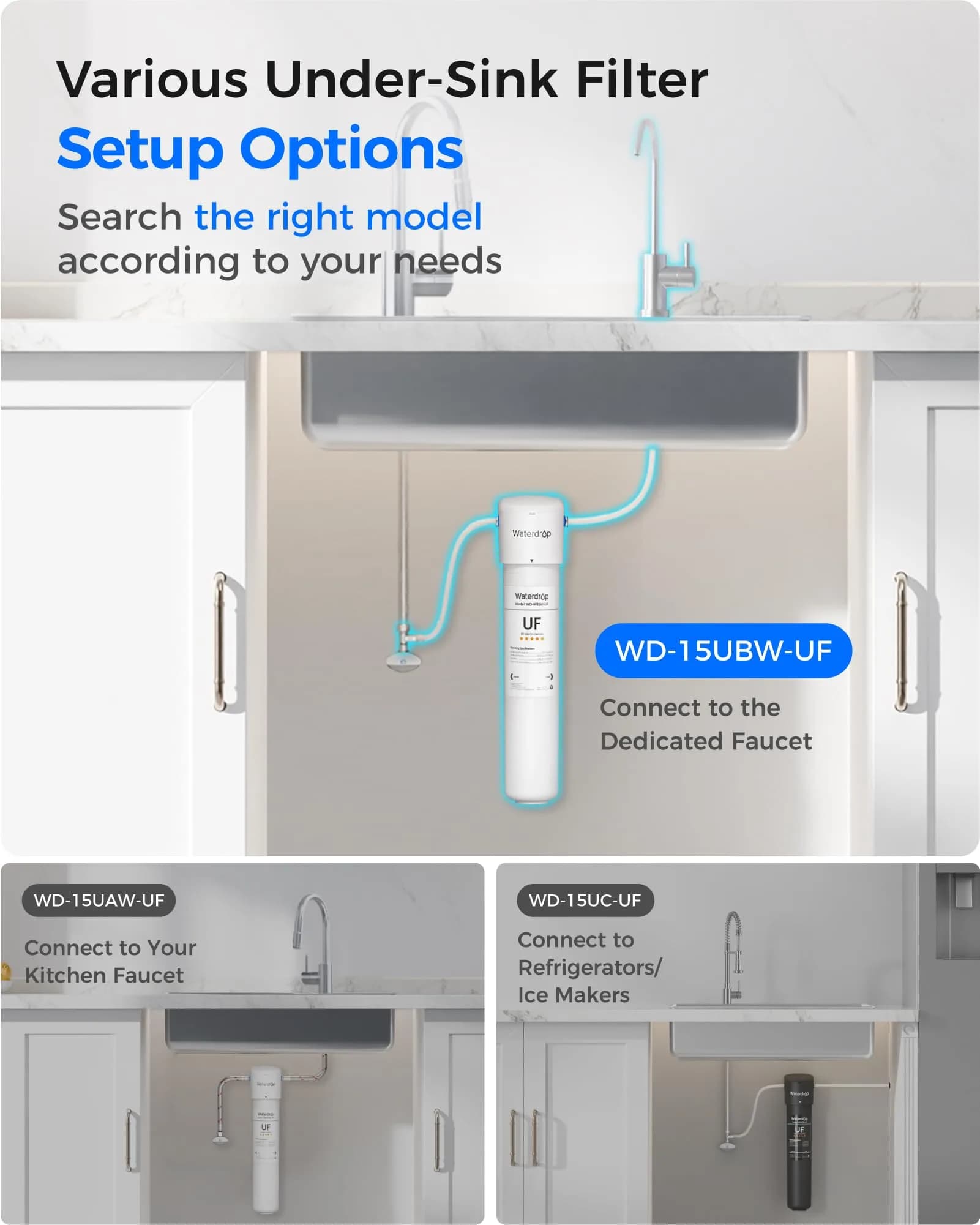 Waterdrop 15UBW-UF Ultra Filtration Under Sink Water Filter System 19000 Gallons | Reduces Lead, Chlorine, Bad Taste & Odor - view 6
